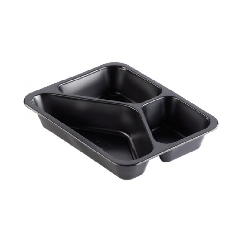 Pojemnik PP 227x178x30mm, czarny, trójdzielny, gładki 400 sztuk (8x50 sztuk)