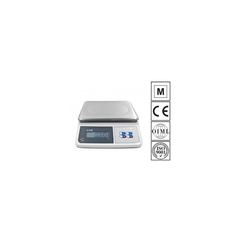 Waga kontrolna CAS PR2N-15 CD LCD (w/RS232/USB), biała obudowa