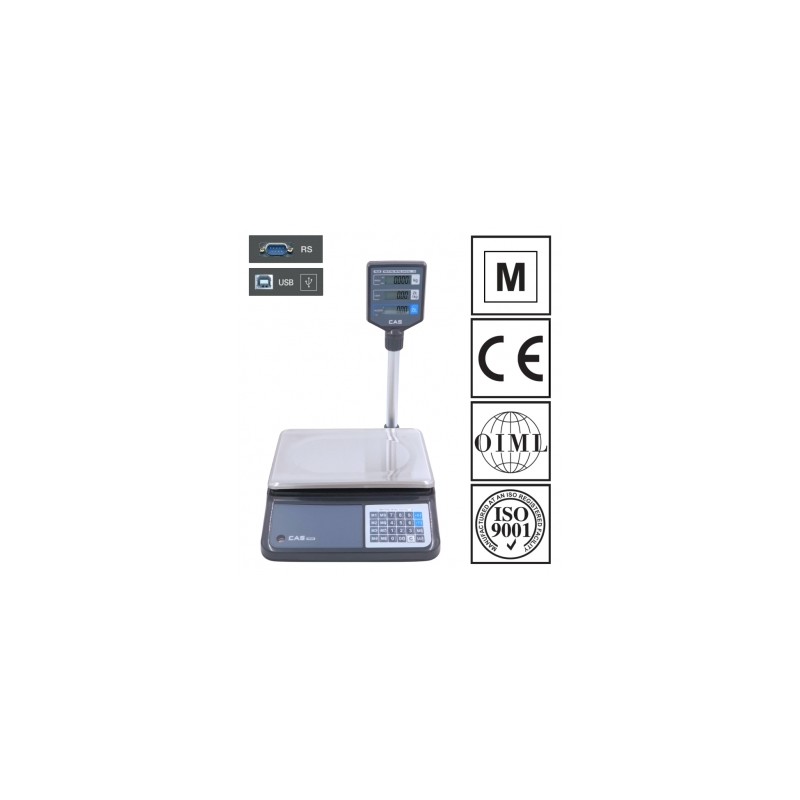Waga kalkulacyjna CAS PR2N-15CP LCD (w/RS232/USB), czarna obudowa