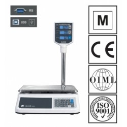Waga kalkulacyjna CAS PR2N-15CP LCD (w/RS232/USB), biała obudowa